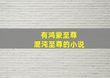 有鸿蒙至尊 混沌至尊的小说